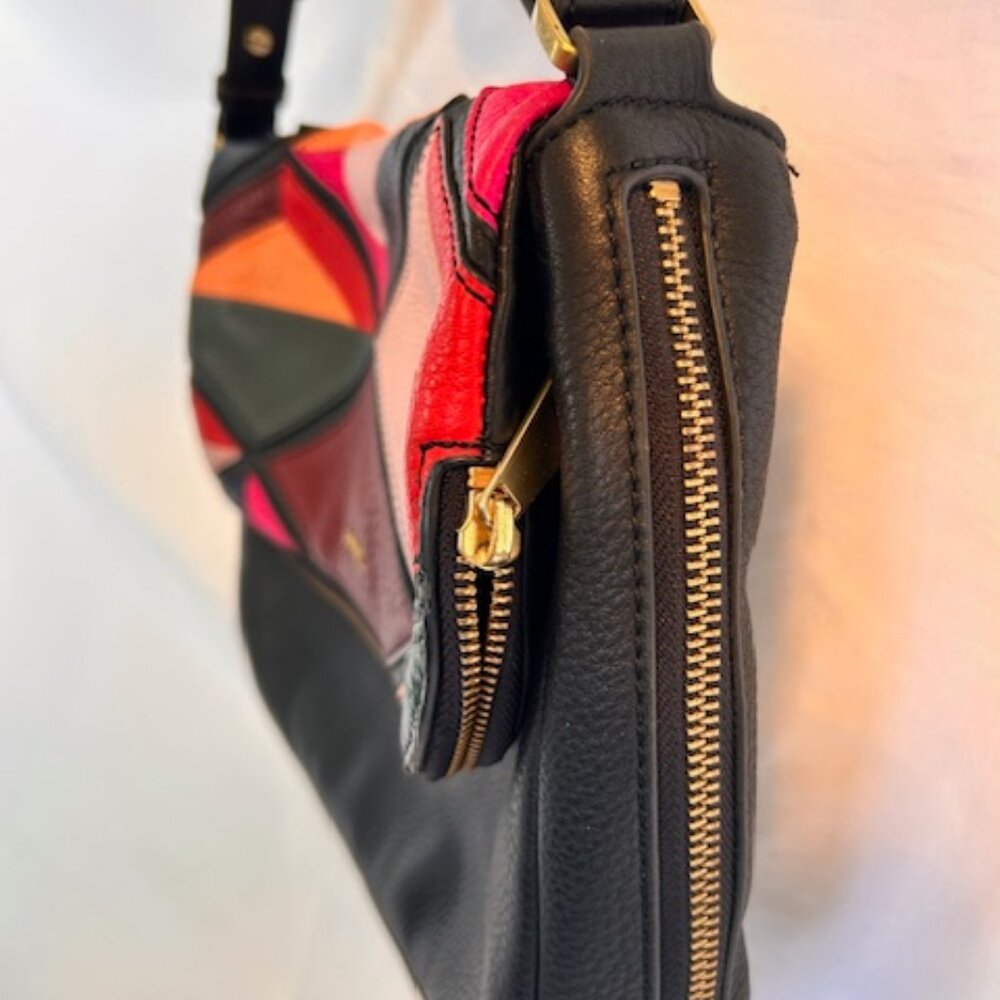 Fossil Leather Patchwork Colorblock Crossbody Bag… - image 4